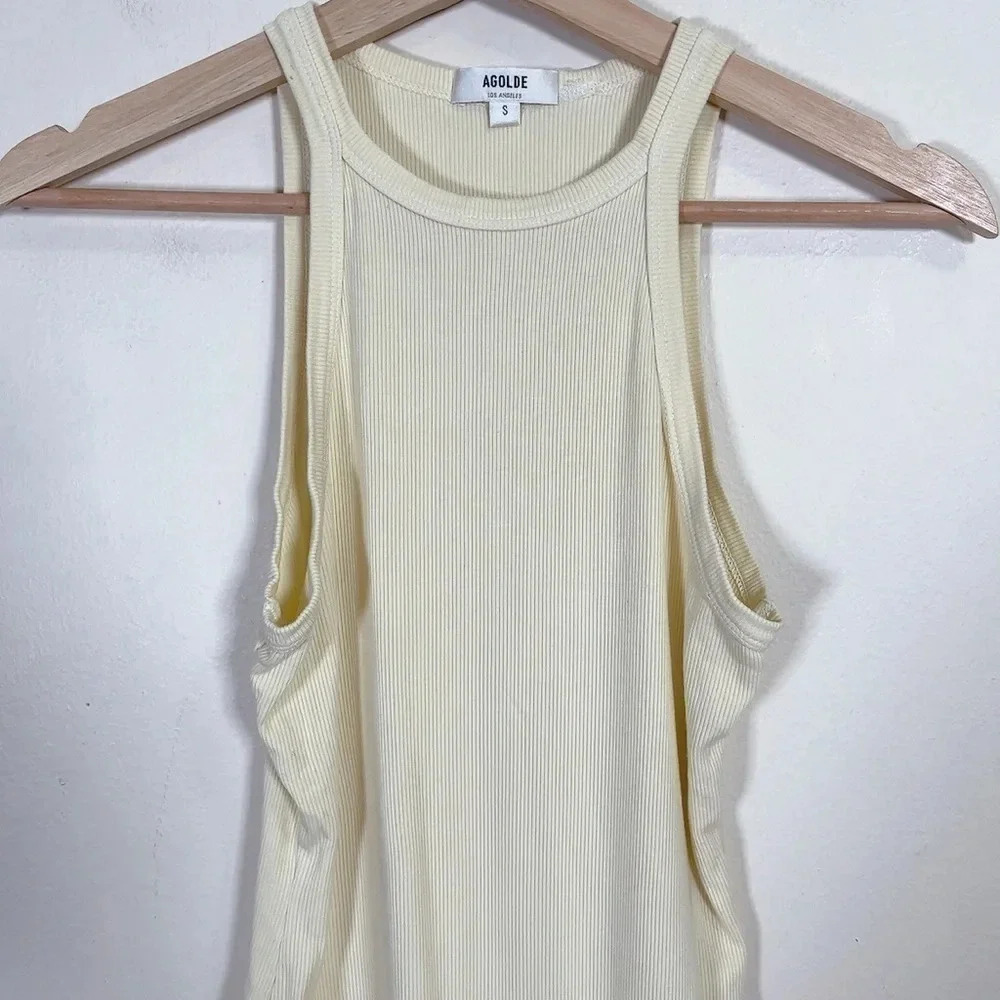 Agolde Rianne Ribbed Yellow  Bodysuit - Picture 3 of 12